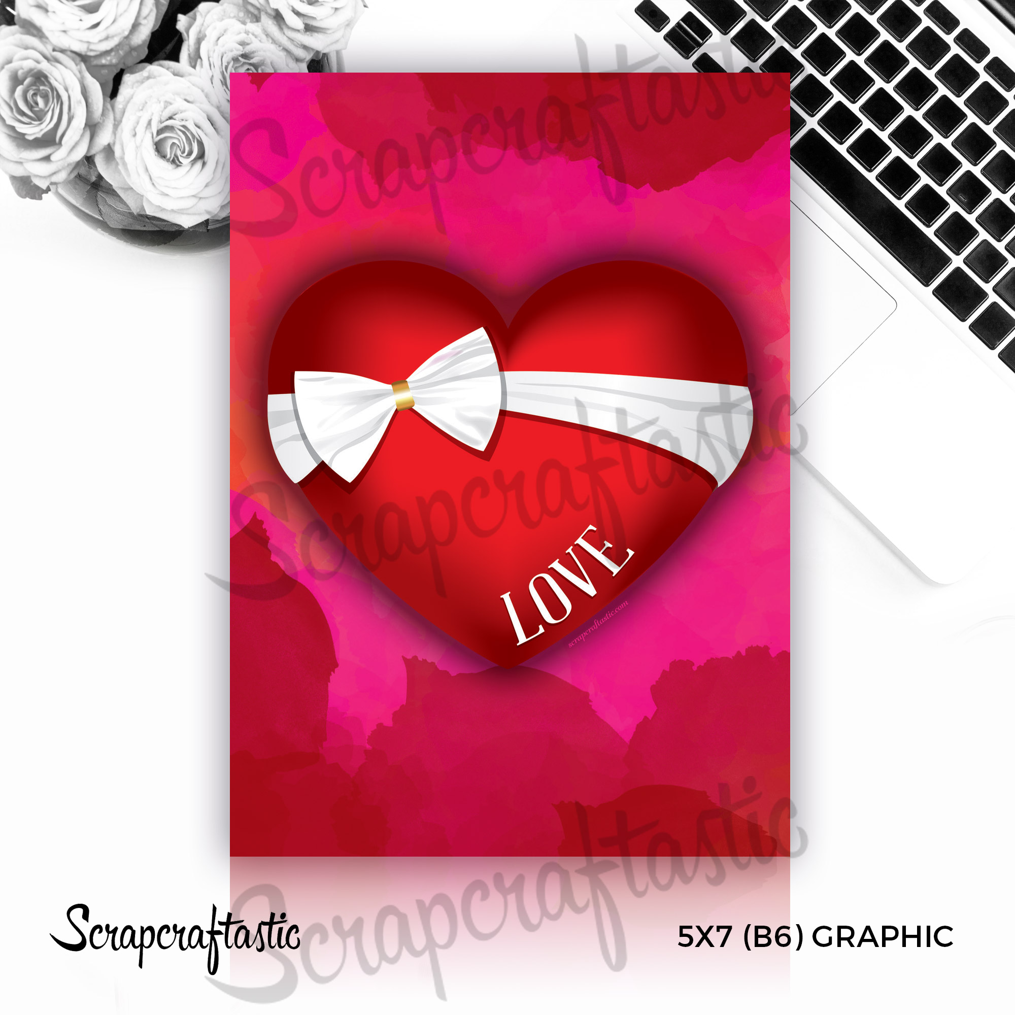 Bow Love Heart Free 5x7 (B6) Graphic Digital Download