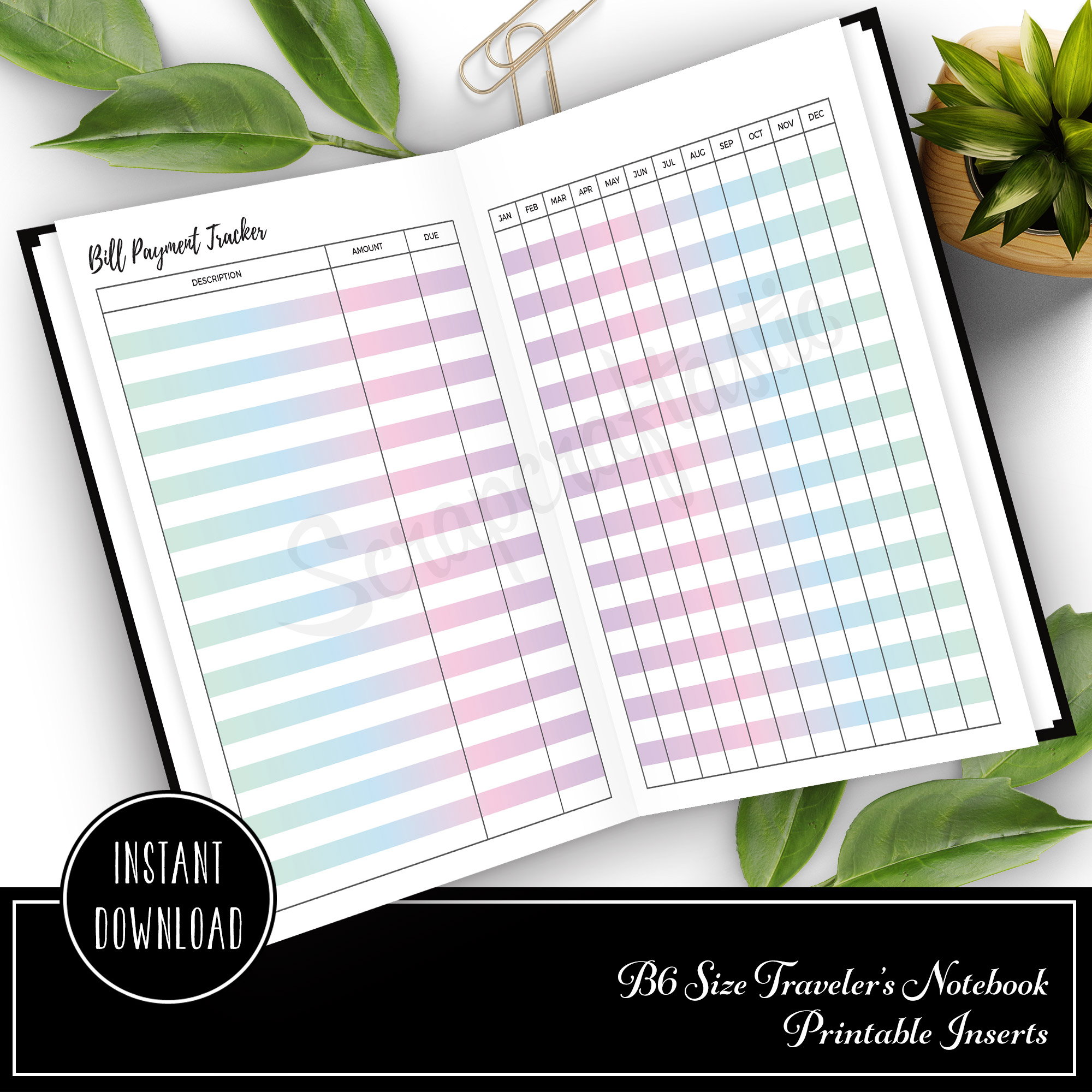 FREE Bill Payment Tracker B6 Traveler s Notebook Printable Insert Scrapcraftastic