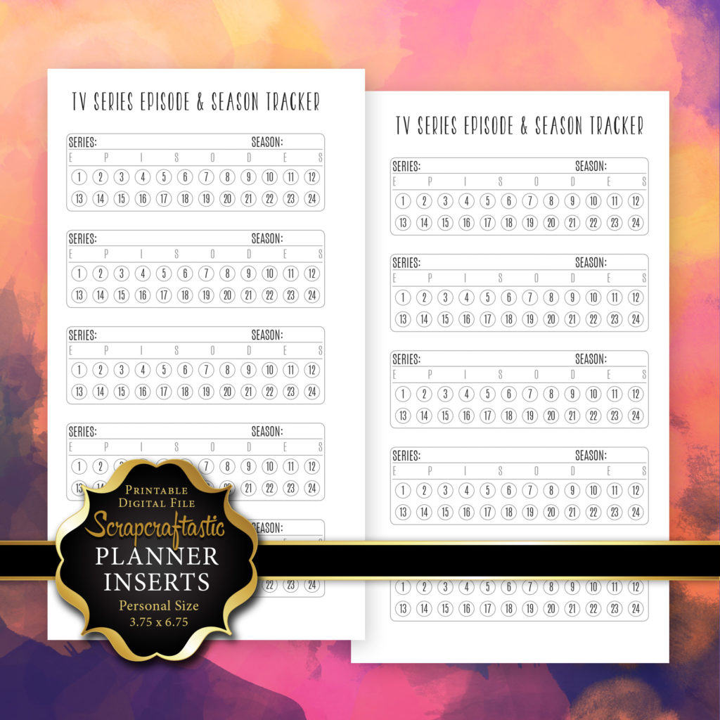 TV Series Episode & Season Tracker Personal Size Printable Planner