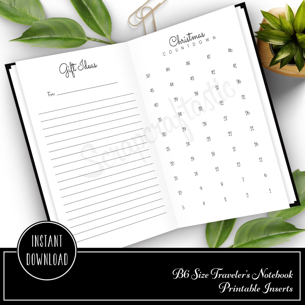 B6 Free Printable Christmas Countdown Insert