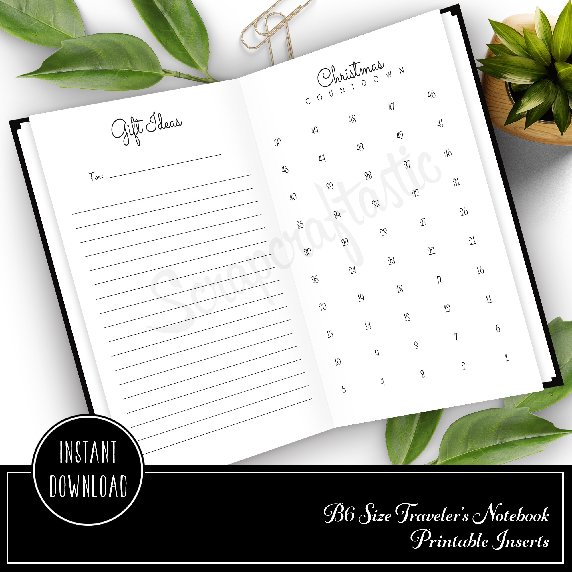 B6 Free Printable Christmas Countdown Insert