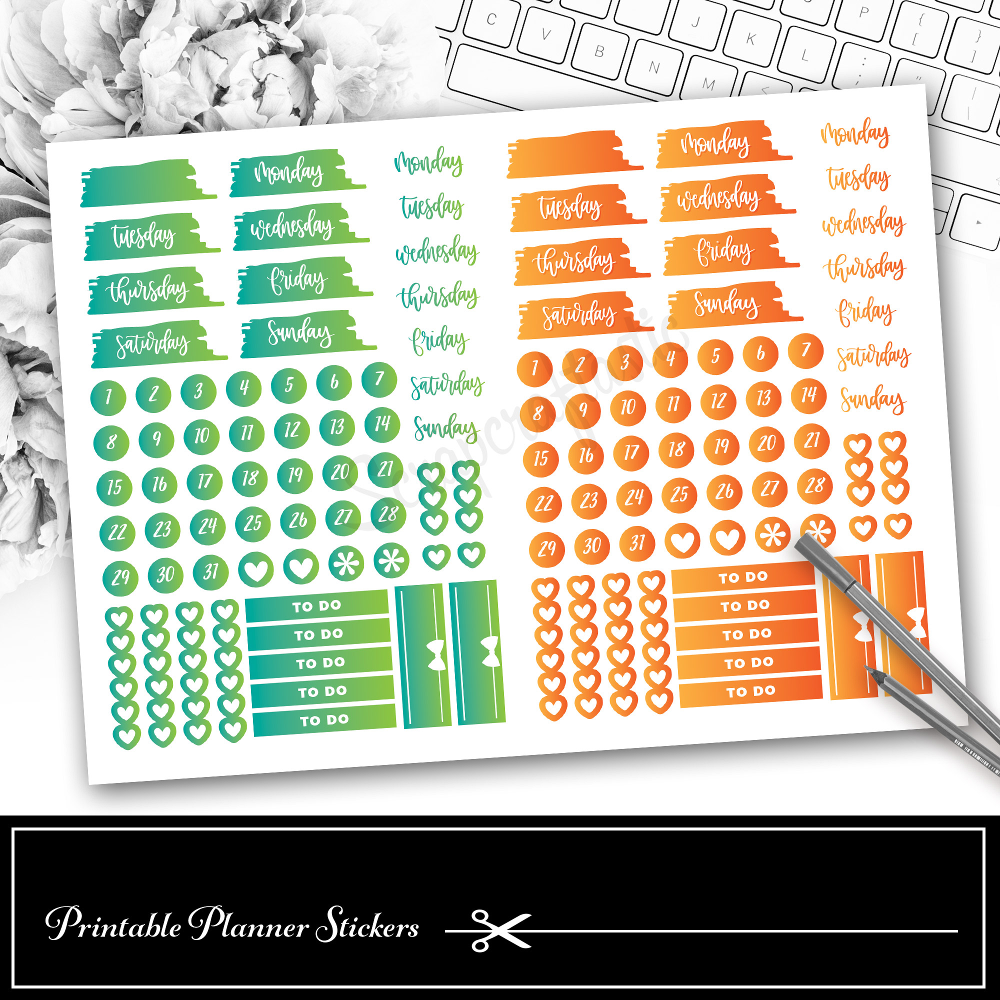 Summer Vibes Printable Stickers