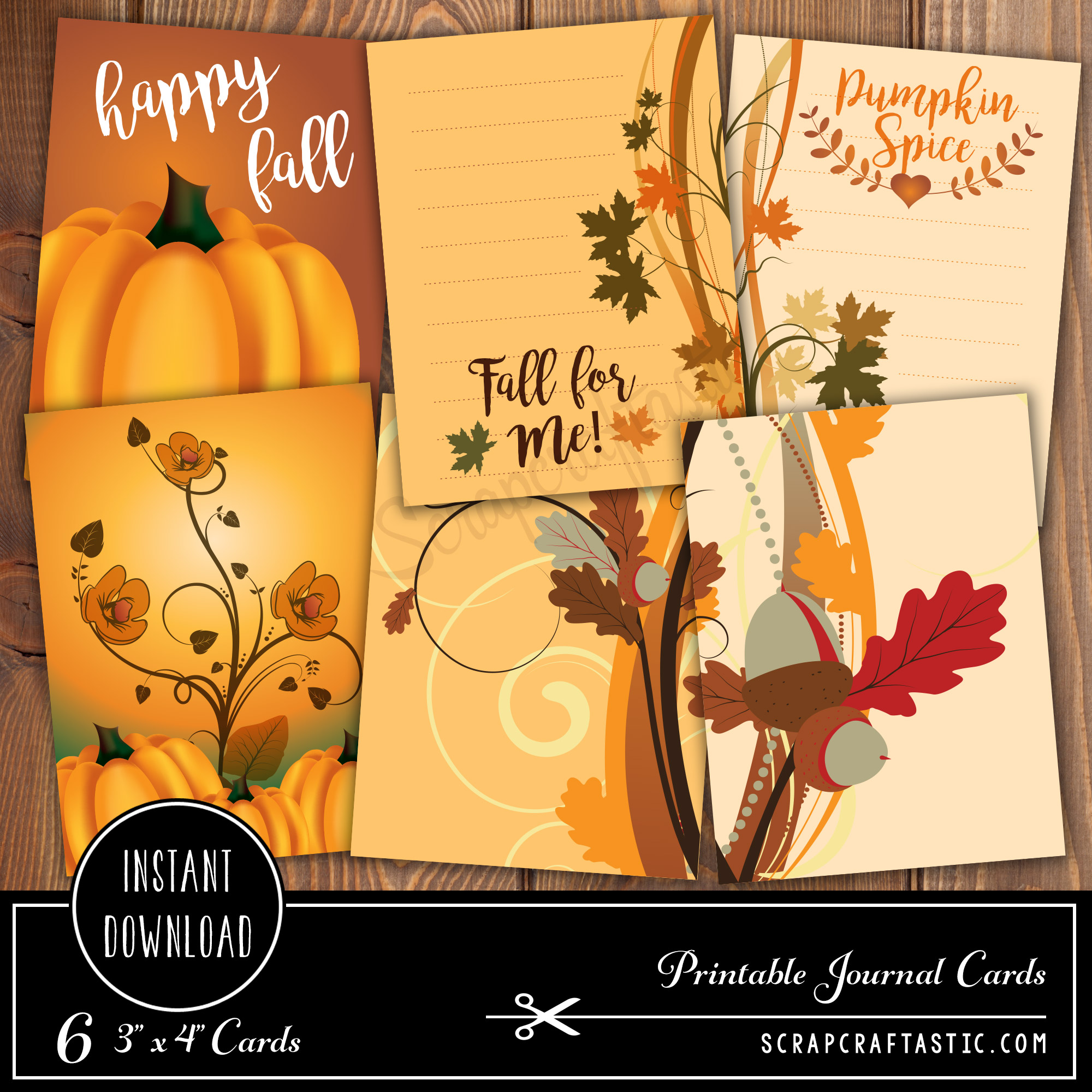 Pumpkin Spice 3x4 Journal Card Digital Collage Print Sheet