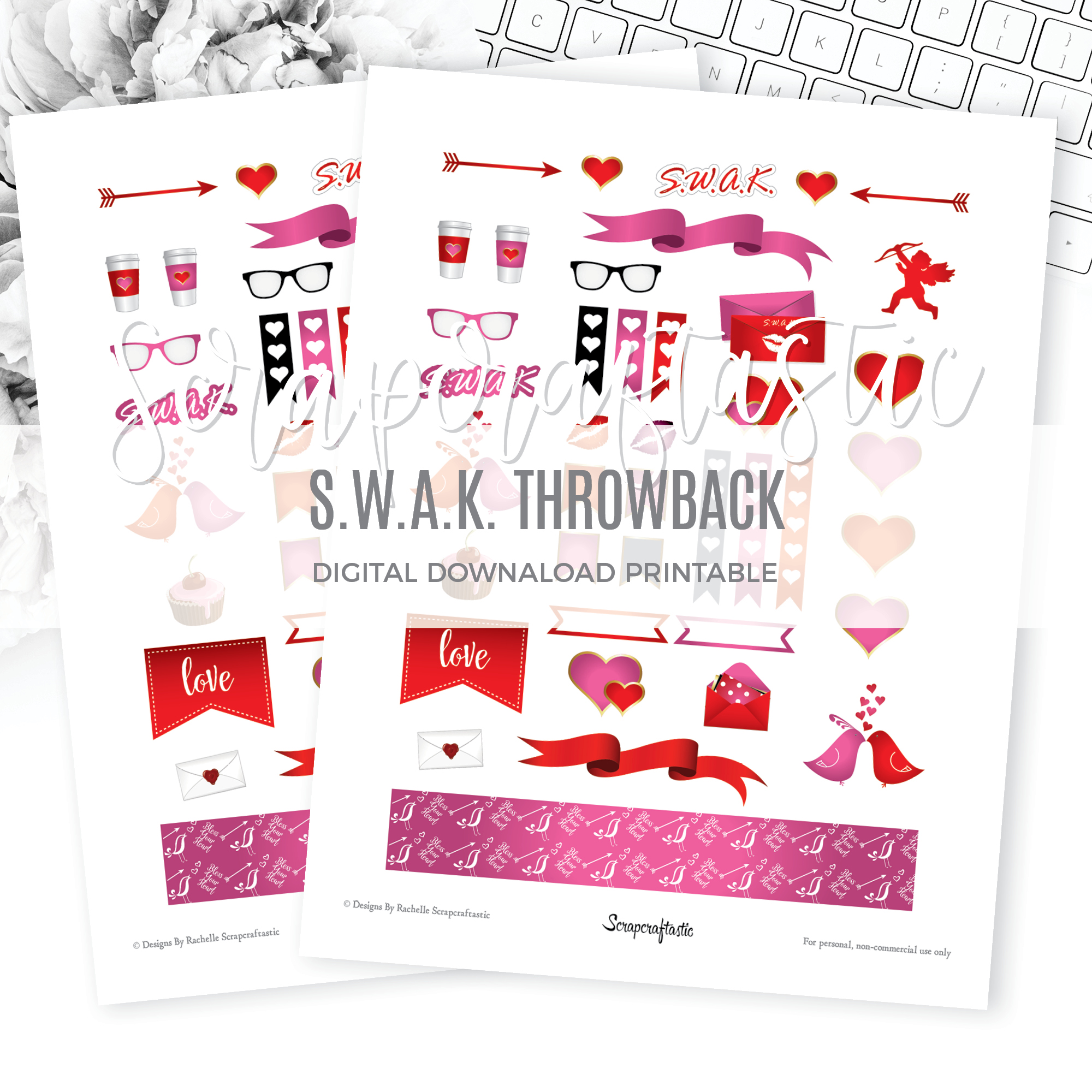 S.W.A.K . Throwback Printable Planner Stickers Free Digital Download