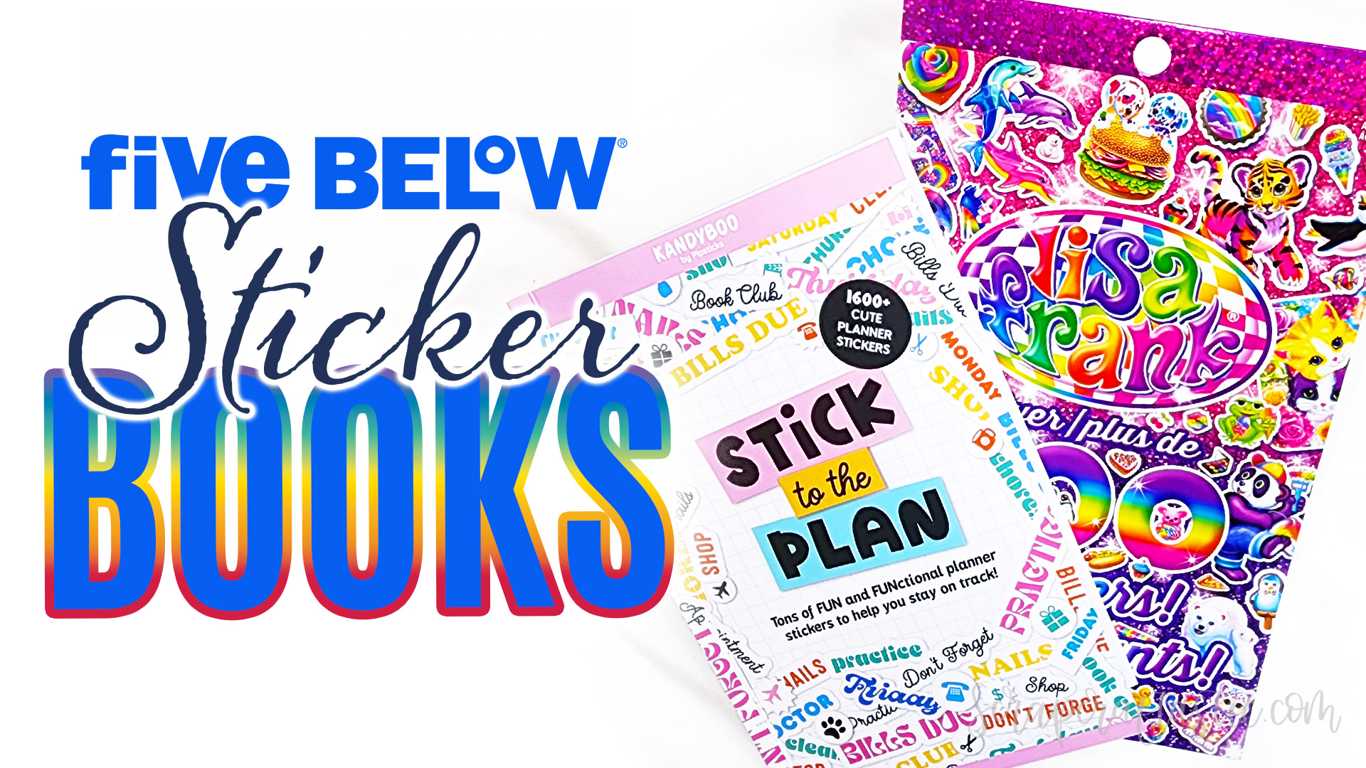 FIVE BELOW STICKER BOOKS Flip Through Functional and Lisa Frank Deco