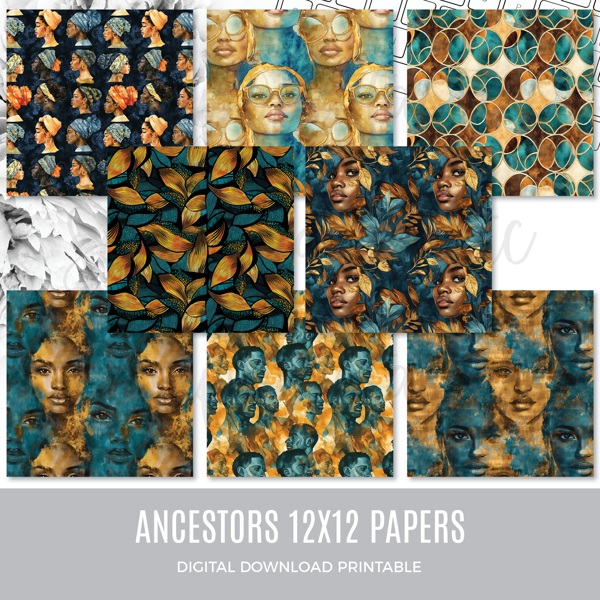 Ancestor 12×12 Printable Papers 