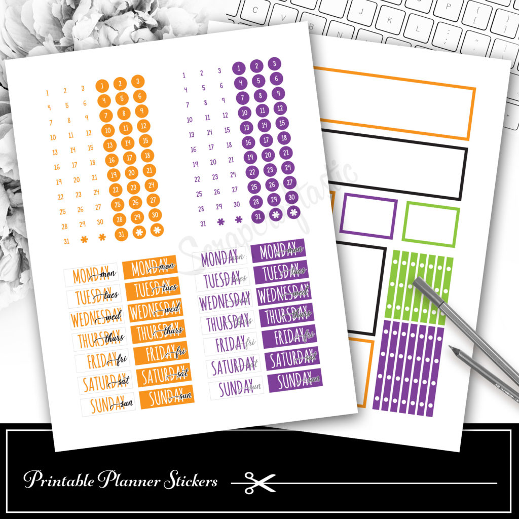 Halloween Basic Boxes Printable Stickers Digital Download