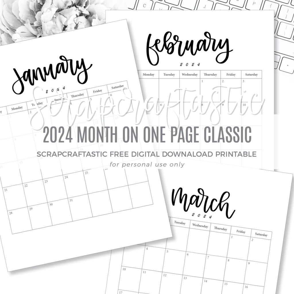 2024 Month On One Page Freebie