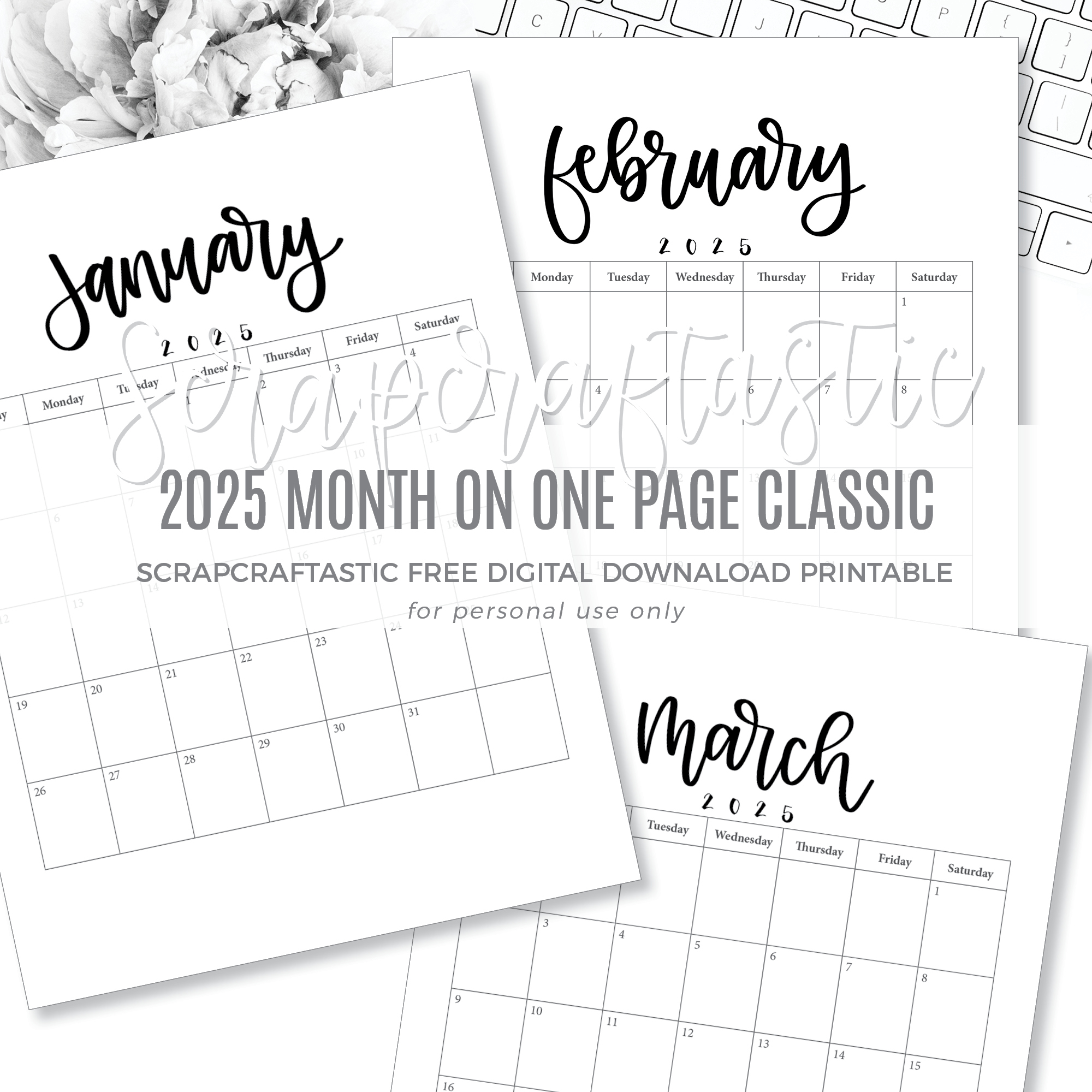 2025 Month on One Page