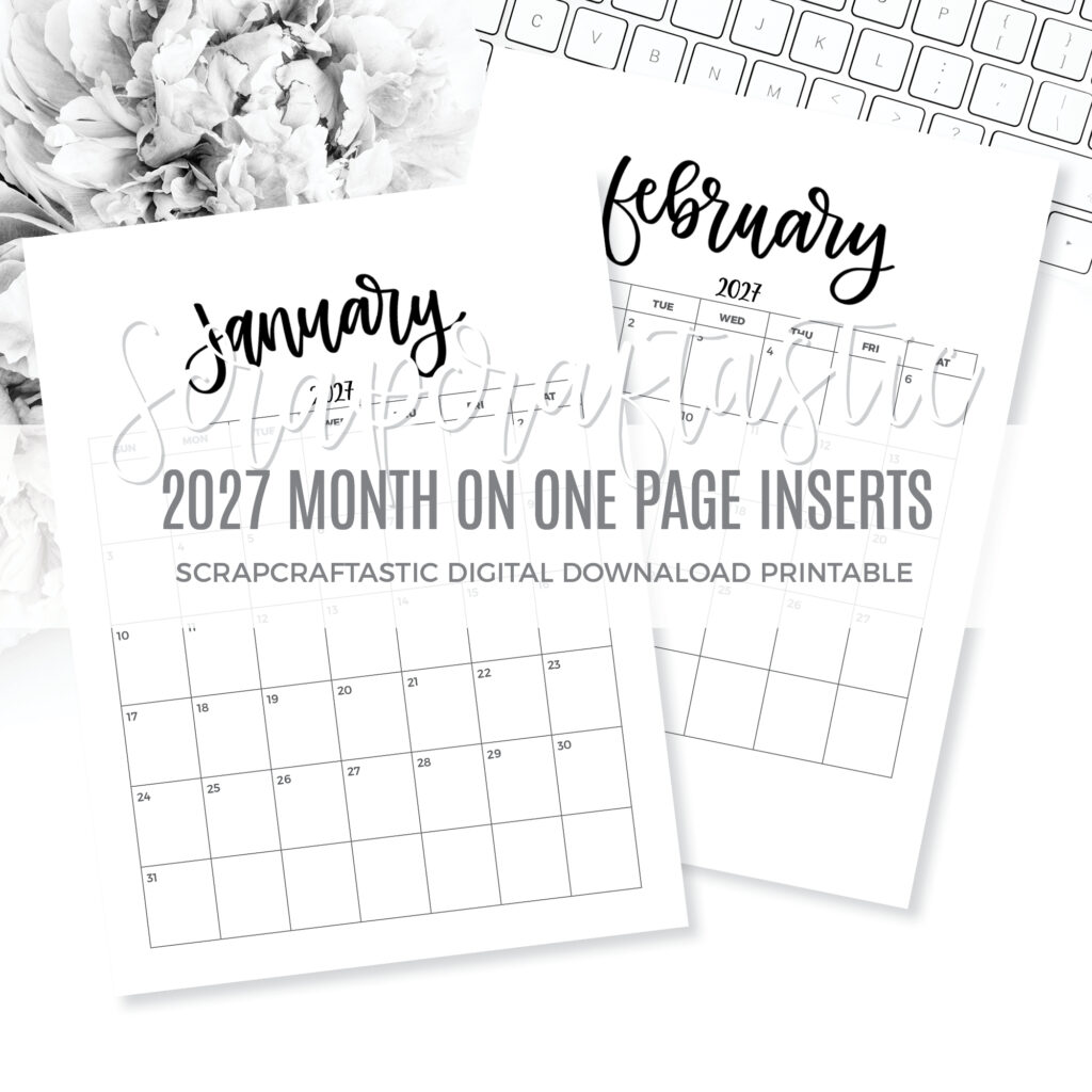 2026 Month On One Page Free Printable Digital Download