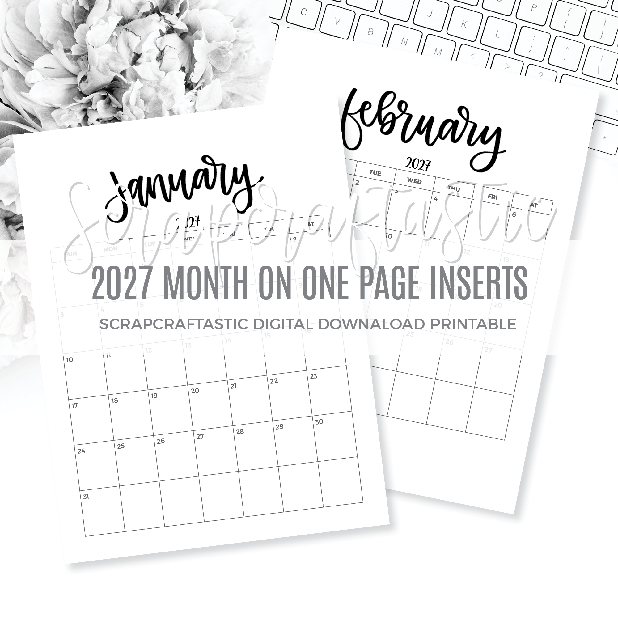 2026 Month On One Page Free Printable Digital Download