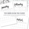 2024 Month On One Page Classic Free Printable Digital Download