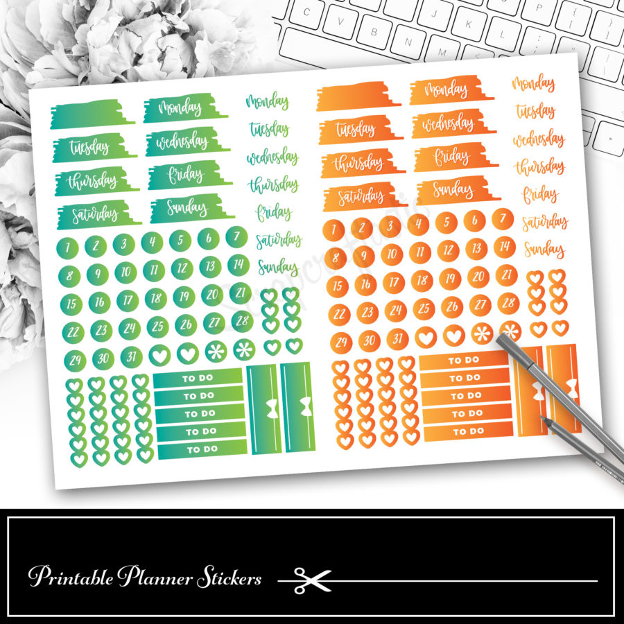 Summer Vibes Printable Date Cover and Number Stickers
